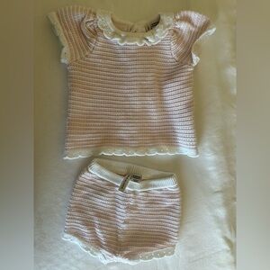 Janie and Jack Pink and White Striped Knit Set